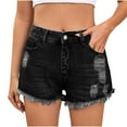 thumbnail image 1 of Jean Shorts for Women Summer Casual Mid Rise Ripped Distressed Denim Short Pants Zipper and Button Shorts (XL, Black), 1 of 7