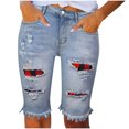 thumbnail image 1 of Jean Shorts for Women Summer Casual Ripped Ruffle Denim Shorts Womens Slim Fit Jeans, 1 of 5