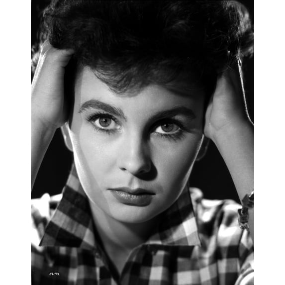 Jean Simmons Portrait in Checkered Long Sleeve Collar Shirt Photo Print (24 x 30)