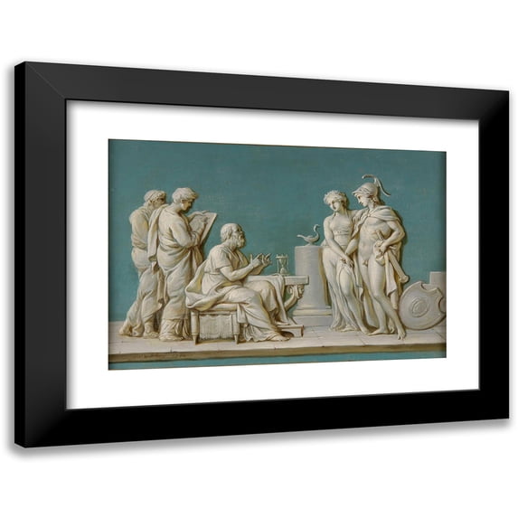 Jean-Simon Berthélemy 18x14 Black Modern Framed Museum Art Print Titled - Socrates Instructing Youth (1784)