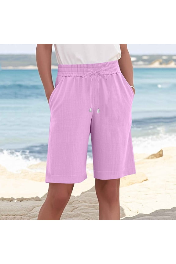 Jean Skirt with Shorts Underneath Women High Waisted Lightweight Shorts Drawstring Elastic Waist Bermuda Pants with Pockets for Casual Summer Beach Vacation XL