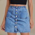 thumbnail image 1 of Jean Skirts For Women Denim High Waisted Trendy Stretchy Mini Button Front Short Pencil Skirt With Patch Pockets Cute Skirts for Women Pencil Skirt for Women Girls Denim Skirt Ballet Skirts for Women, 1 of 3