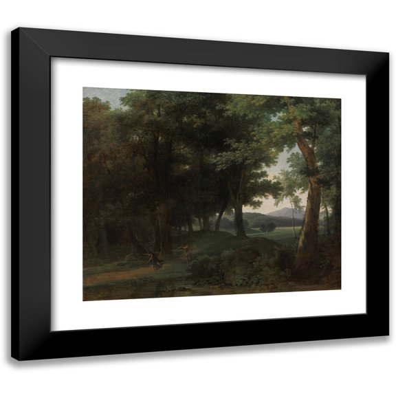 Jean-Victor Bertin 17x15 Black Modern Framed Museum Art Print Titled - A Forest with Apollo and Daphne (1810)