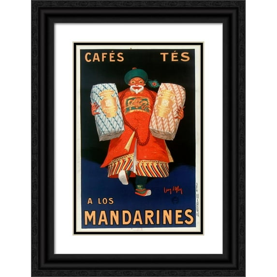 Jean d'Ylen 13x18 Black Ornate Wood Framed Double Matted Museum Art Print Titled - Cafes Tes a Los Mandarines (1927)