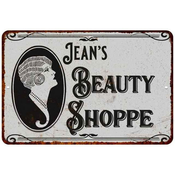 Jean's Beauty Shoppe Chic Sign Vintage Decor 8x12 Metal Sign