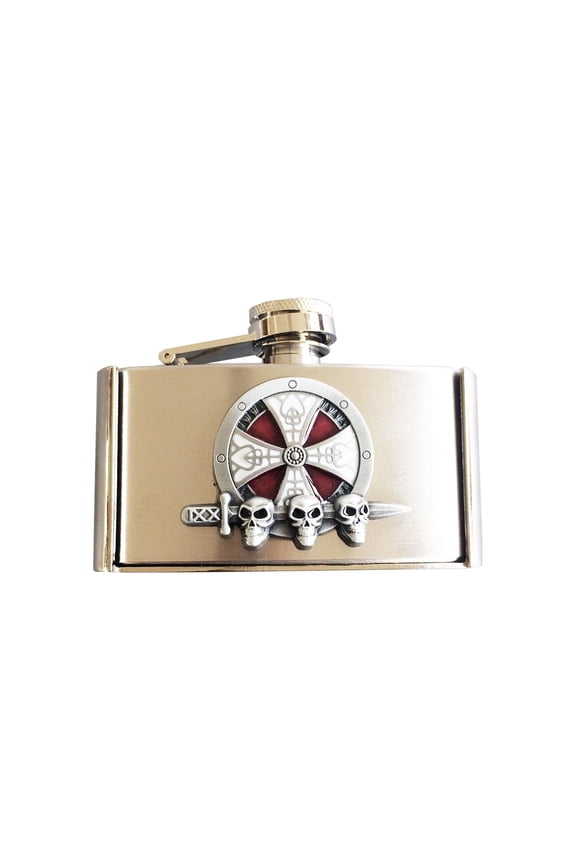 Cross Celtic Knot Three Ounce Stainless Steel Flask Belt Buckle