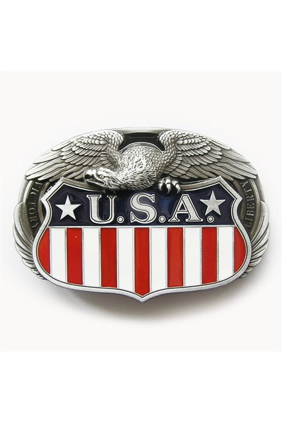Vintage Flag Eagle Enamel Belt Buckle