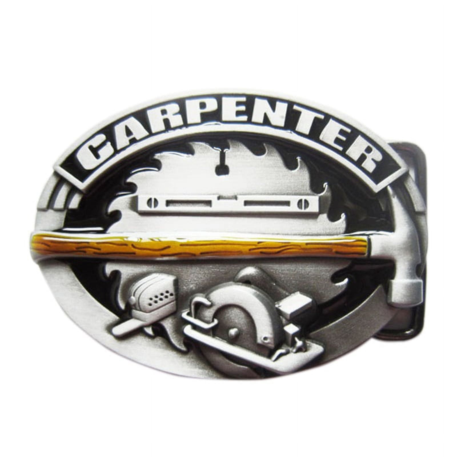 Vintage Carpenter Belt Buckle - Western Star Design With Enamel Finish, 3.54x2.52 Inches