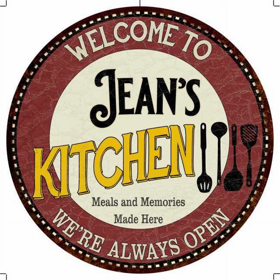 Jean's Kitchen 14" Round Metal Sign Bar Game Room Wall Decor 100140040060
