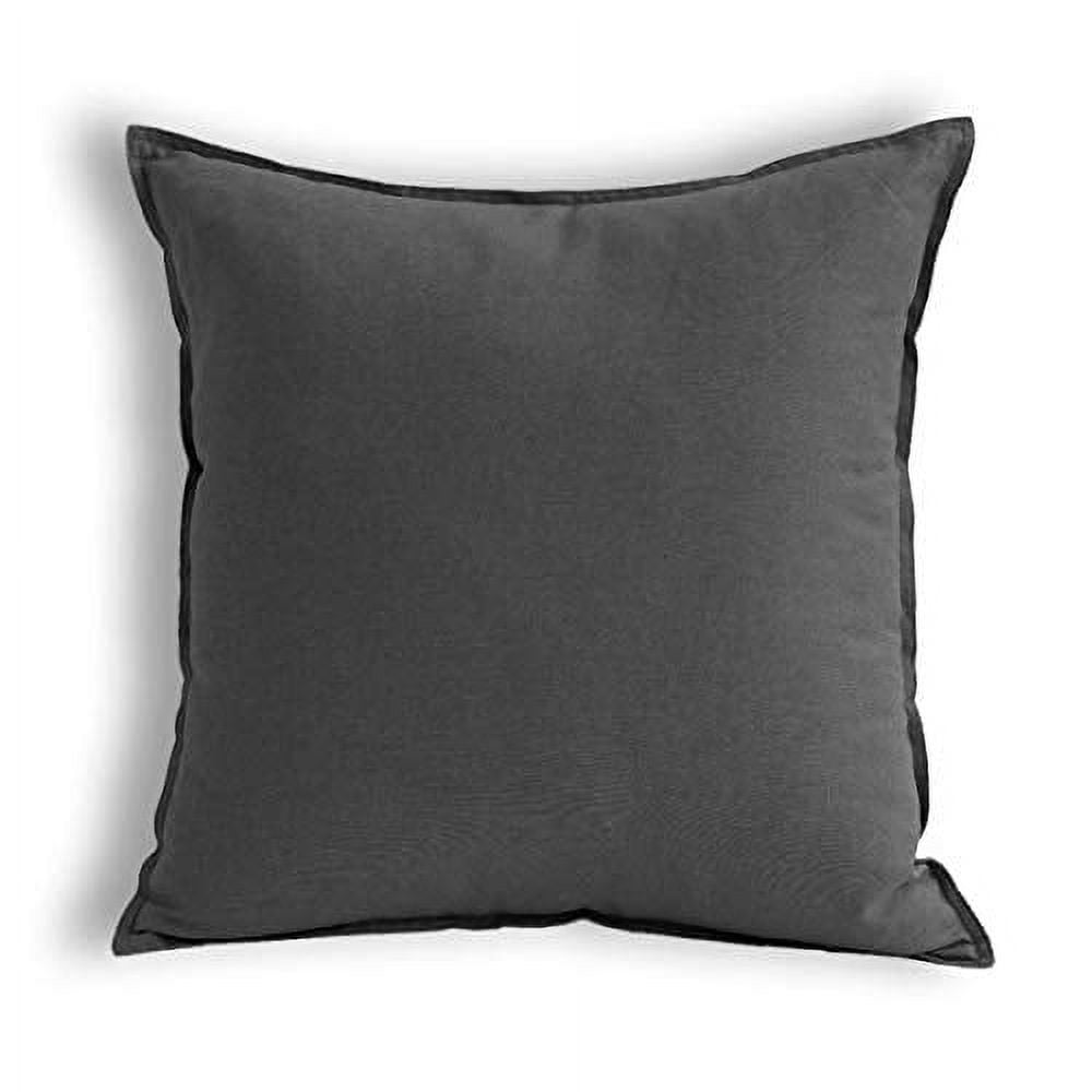 Dark Grey Cotton Linen Square Throw Pillow Cover