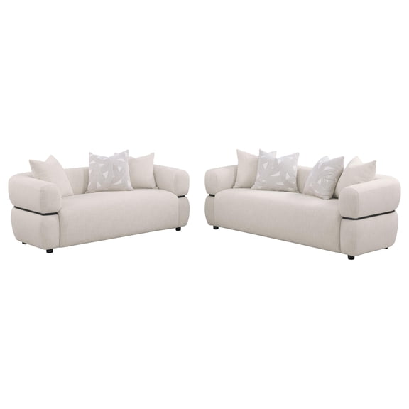Jeanette 2-piece Fabric Upholstered Round Arm Sofa Set Beige