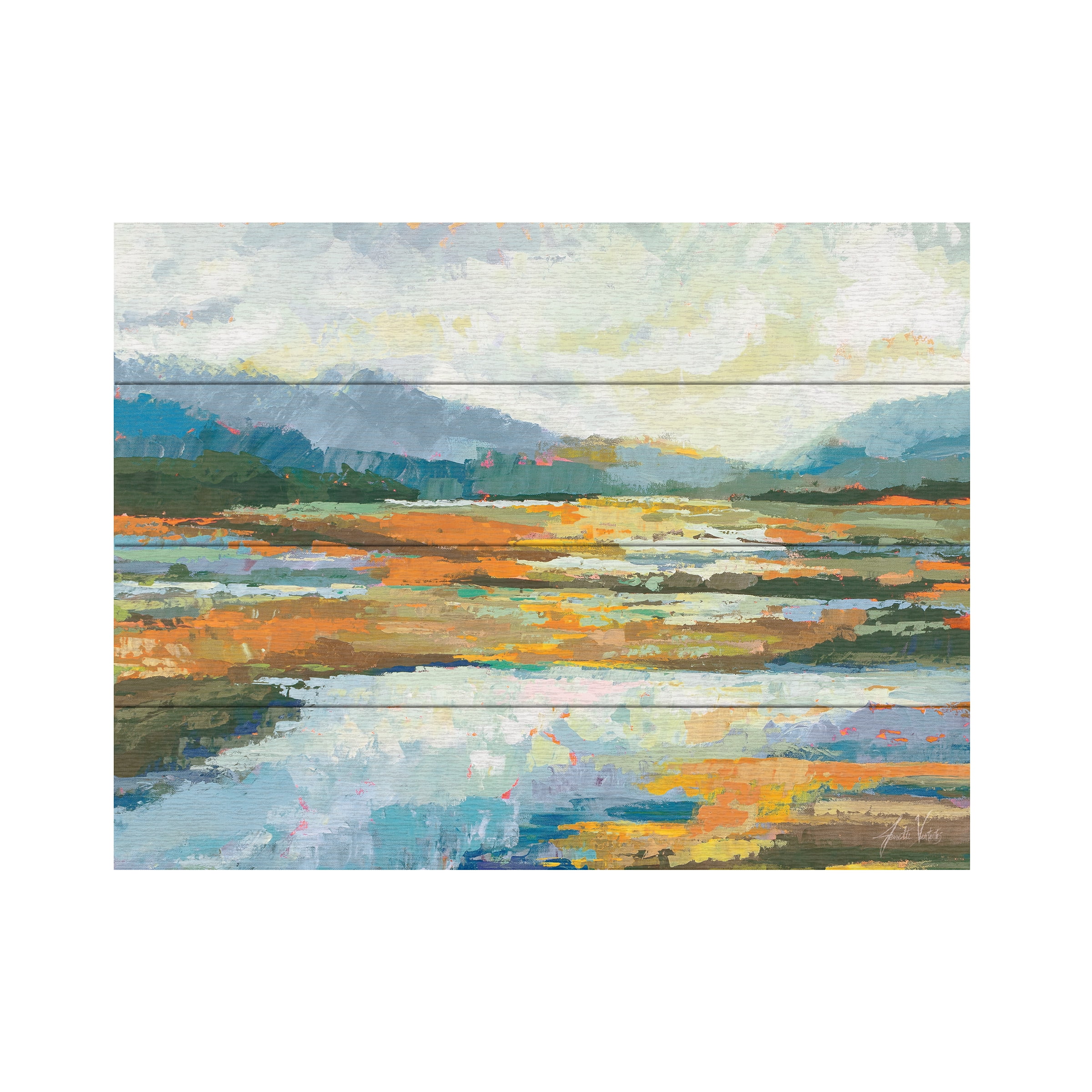 Jeanette Vertentes 'Fall Marsh' Wood Slat Art 12x16