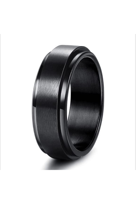 Unisex Black Stainless Steel Knuckle Ring Rotatable Size 6-13