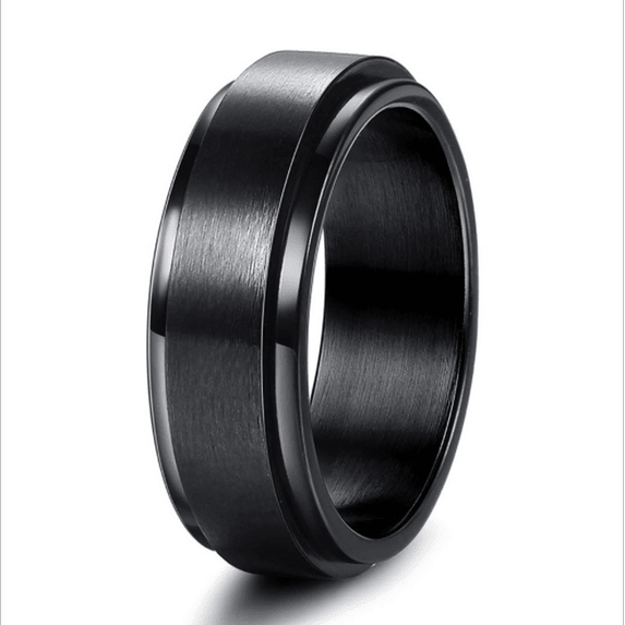Jeanewpole1 Unisex Black Stainless Steel Knuckle Ring Rotatable Size 6-13