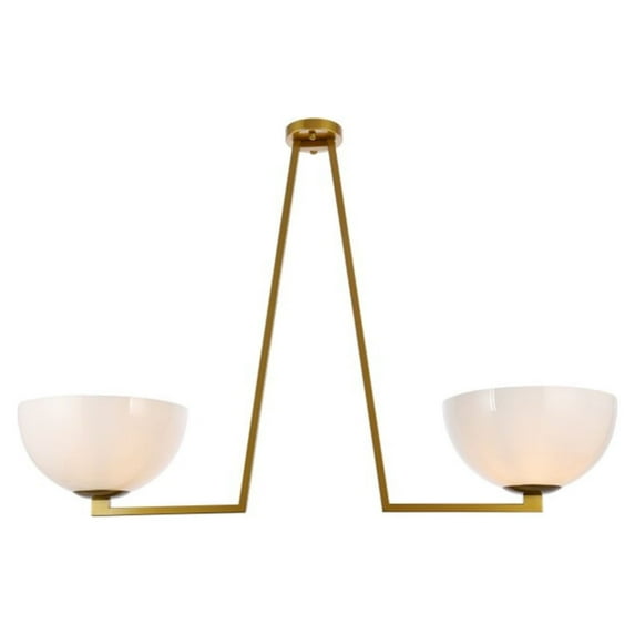 Jeanne 2 lights brass and white glass flush mount