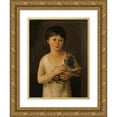 thumbnail image 1 of Jeanne Elisabeth Chaudet 19x24 Gold Ornate Framed and Double Matted Museum Art Print Titled - Portrait of a Little Girl with Her Carlin, 1 of 4