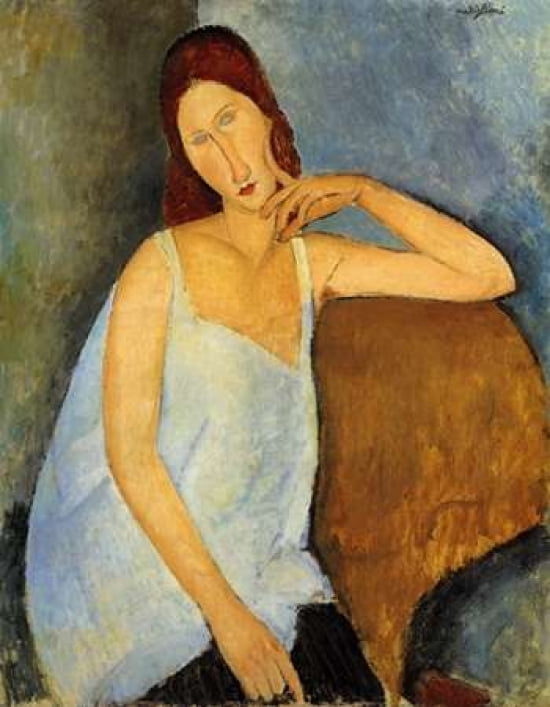 Jeanne Hebuterne 1 Canvas Art - Amedeo Modigliani (22 x 28)