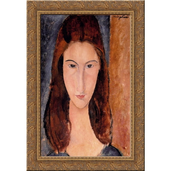 Jeanne Hebuterne 20x24 Gold Ornate Wood Framed Canvas Art by Modigliani, Amedeo