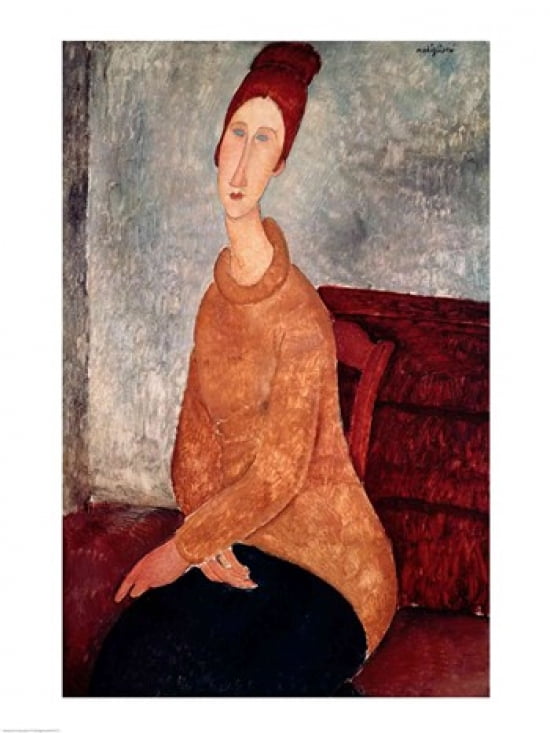 Jeanne Hebuterne in a Yellow Jumper 1918-19 Canvas Art - Amedeo Modigliani (18 x 24)
