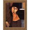 thumbnail image 1 of Jeanne Hebuterne with Hat and Necklace 20x24 Gold Ornate Wood Framed Canvas Art by Modigliani, Amedeo, 1 of 2