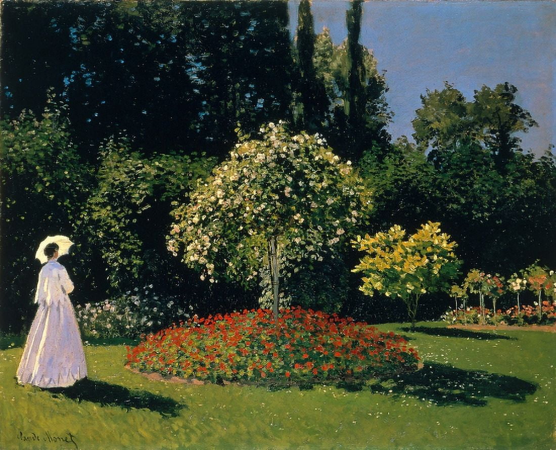 Jeanne-Marguerite Lecadre In The Garden Sainte-Adresse Canvas Art - Claude Monet (18 x 24)