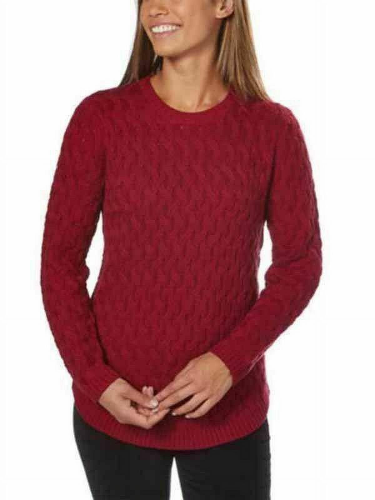 Jeanne Pierre Women's Fisherman Cable-Knit Sweater (Red Jeanne Pierre Women's Fisherman Cable-Knit Sweater (Red