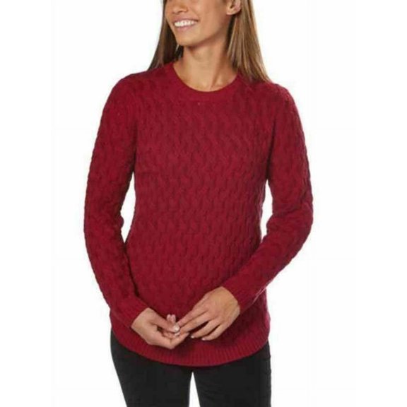 Jeanne Pierre Women's Fisherman Cable-Knit Sweater (Red Currant, X-Large)