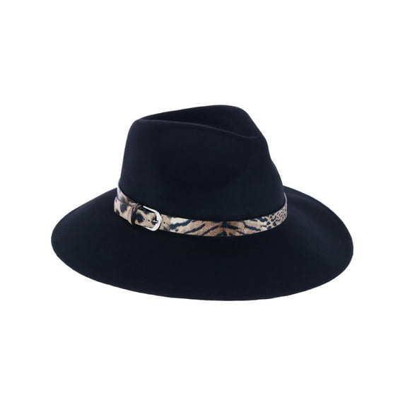 Jeanne Simmons Wool Pinched Crown Fedora with Leopard Band (Women)