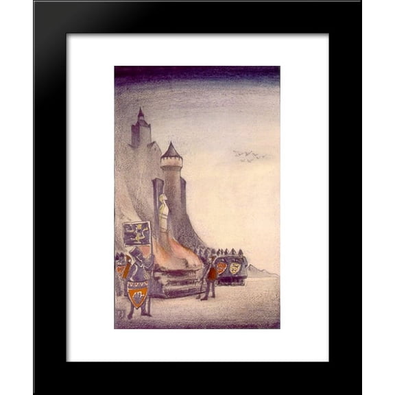 Jeanne d'Arc. In the fire. 20x24 Framed Art Print by Nicholas Roerich