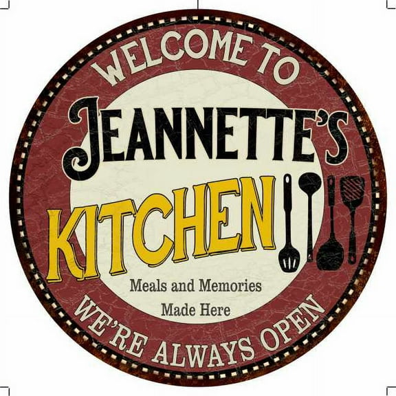 Jeannette's Kitchen 14" Round Metal Sign Bar Game Room Wall Decor 100140040366