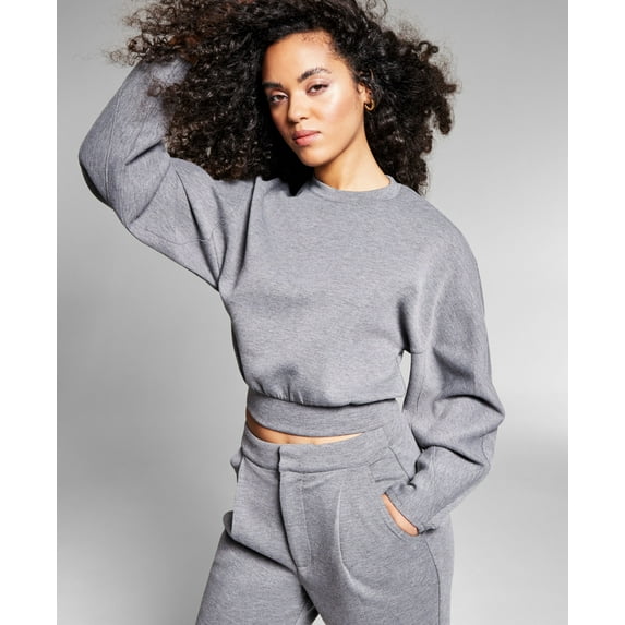 Jeannie Mai X Inc Jenay Scuba Crewneck Top Grey 2XL