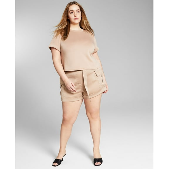 Jeannie Mai X Inc Plus Size Utility Shorts Natural 16W