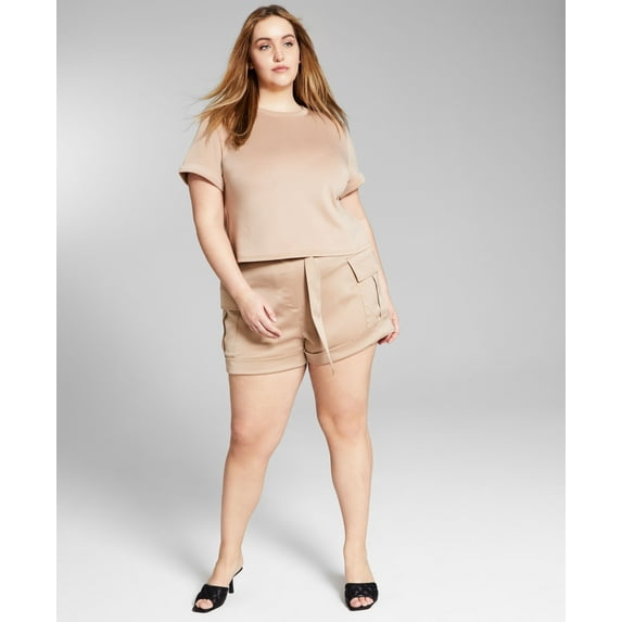Jeannie Mai X Inc Plus Size Utility Shorts Natural 16W
