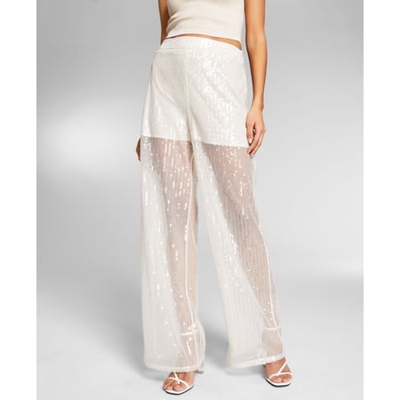 Jeannie Mai X Inc Sheer Sequin Pants Nude 8