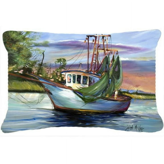 Jeannie Shrimp Boat Canvas Fabric Decorative Pillow
