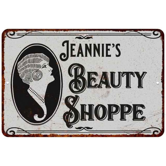Jeannie's Beauty Shoppe Chic Sign Vintage Decor 8x12 Metal Sign 108120021482