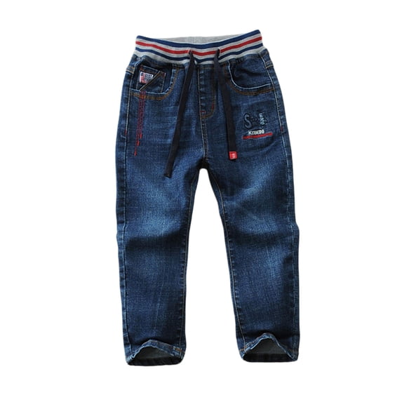 Jeans with Bows on Pocket Boys Baggy Jeans Kids Distressed Elastic Waist Oversize Wide Leg Cargo Denim Pants Kids Hip Hop Loose Casual Y2K Pantalones Drawstring