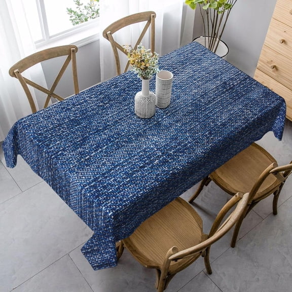 Jeans Fabric Denim Structure Blue Tablecloth Rectangle Table Cloth Washable Table Cover for Decoration Kitchen Dining Room 60x84 Inch