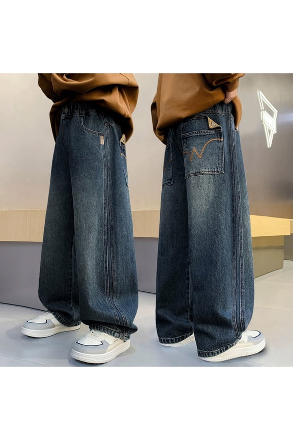 Jeans For Boys Baggy 4-14 Years Regular Fit Pull on Denim Jeans