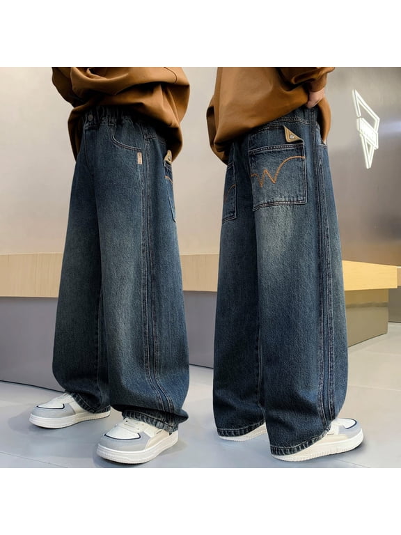 Jeans For Boys Baggy 4-14 Years Regular Fit Pull on Denim Jeans