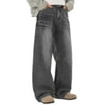 thumbnail image 1 of Jeans For Men Casual Cat Whiskers Washable Straight Wide Leg Denim Trousers Comfortable Floor Length Loose Pants For Men Grey L, 1 of 9