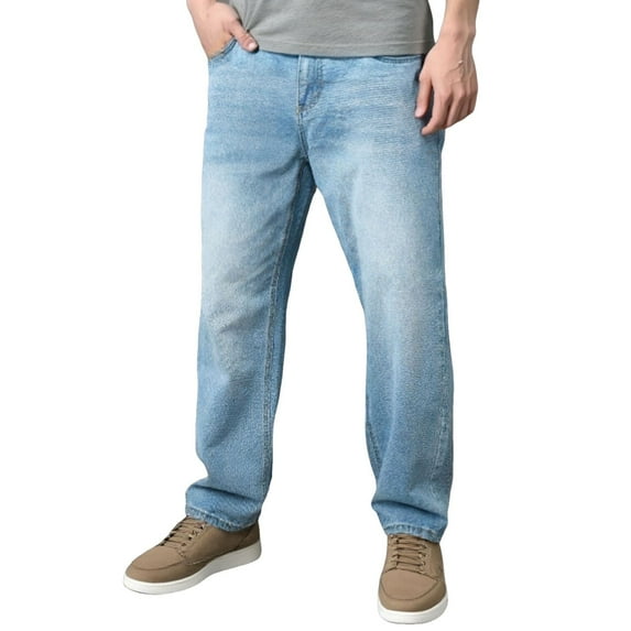 Jeans For Men Casual Classic Washable Straight Leg Denim Trousers Slim Fit Streetwear All Seasons Mens Pants Blue M