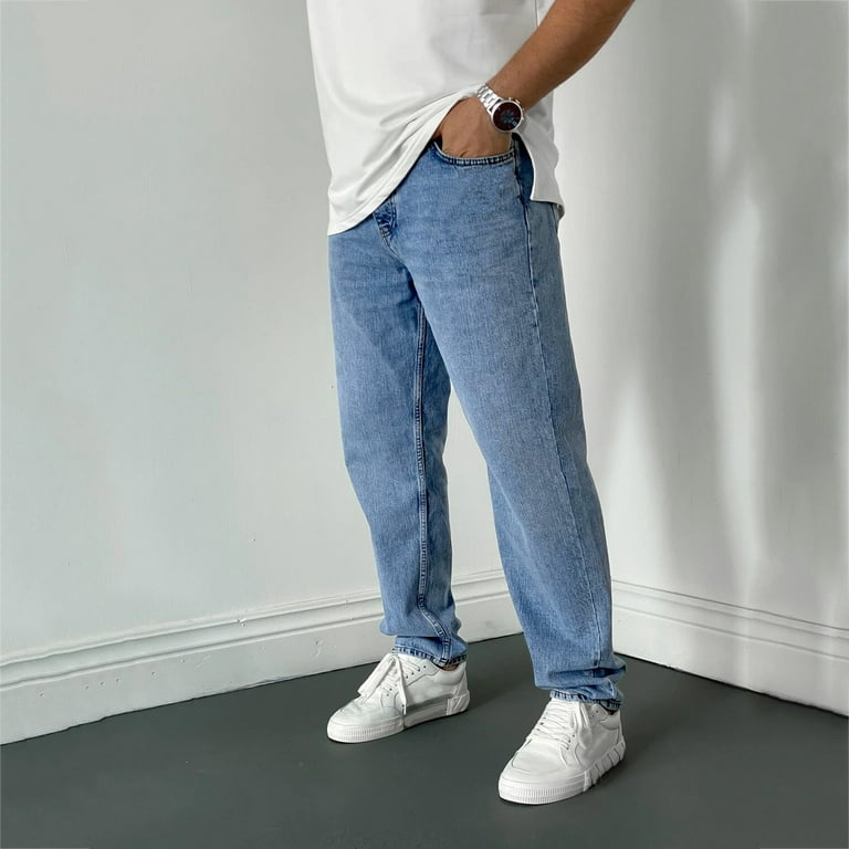 Jeans For Men Men'S Fashion Casual Denim Straight Pants Zipper Fly Pocket  Jeans Trousers 