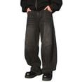 thumbnail image 1 of Jeans For Men Retro Washed Split Design Loose Tapered Straight Wide Leg Denim Trousers Comfortable Casual Daily Wear Fall Pants For Men Black L, 1 of 7