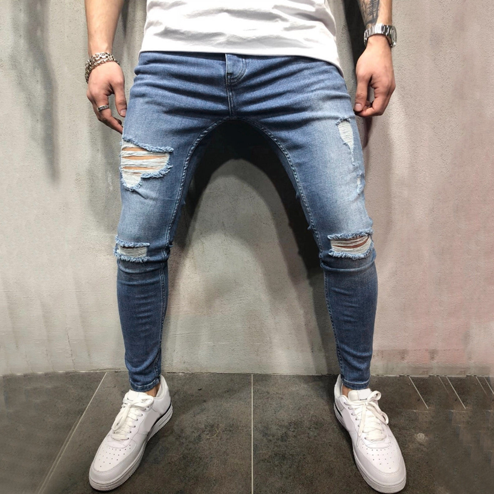 Men Jeans Fashion Designer Denim Blue Pants for Male AD Men's Trousers,button  Fly Jeans Men