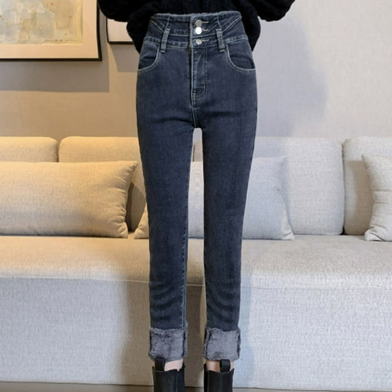 Jeans For Women Fashion Leisure High Waisted And Thick Wide Legs Denim Pants Jeans For Women Navy,14