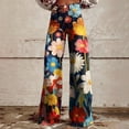 thumbnail image 1 of Jeans For Women High Waist Straight Leg Floral Print Fashion Elastic Denim Pants Lightweight Travel Long Jeans With Pocket Black S, 1 of 6