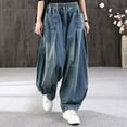 thumbnail image 1 of Jeans For Women Solid Color Fashion Casual Loose Broad Leg Full Length Pants Loose Boyfriends Jeans Denim Pants Blue,6, 1 of 6