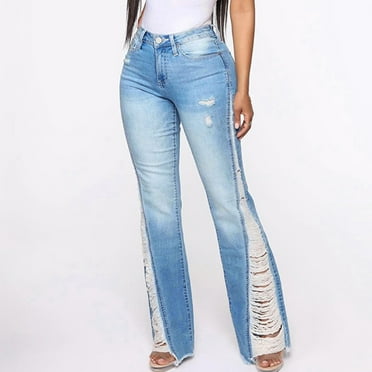 Jeans For Women Trendy Stretchy Curvy Flare Bell Bottom Stretchy Curvy Comfortable Casual Lightweight Jeans Blue M