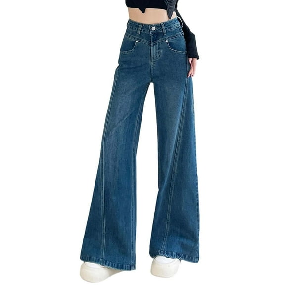 Jeans For Women Wide Leg Jeans Casual High Waisted Strechy Straight Leg Loose Denim Pants